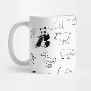 Many different stick figure animals Mug